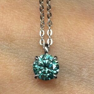 Teal Solitaire Pendant Necklace - Women's Fashion Jewelry